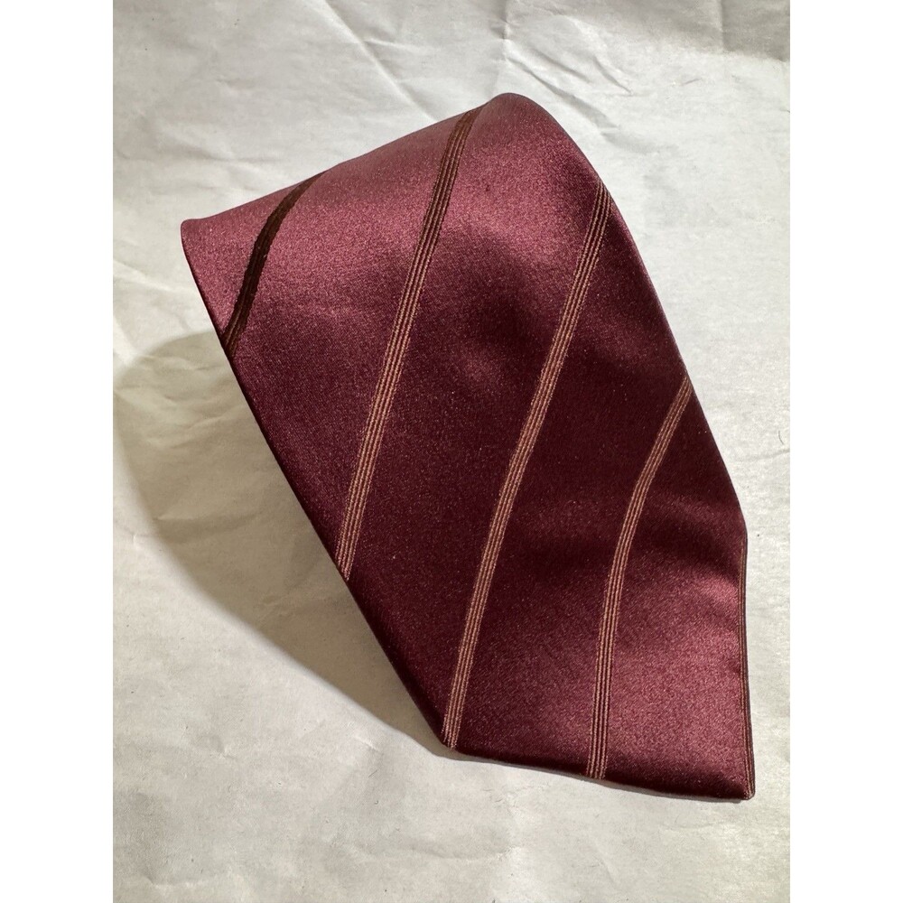 Ike Behar Signature Series Red Striped Silk Neck Tie USA 58"x3.5"